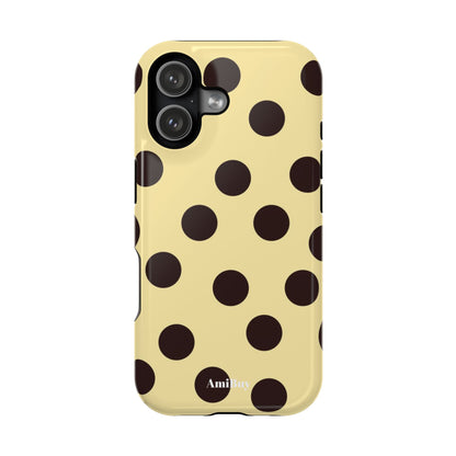Polka Dot Magnetic Impact Phone Case — Yellow & Black Protective Cover