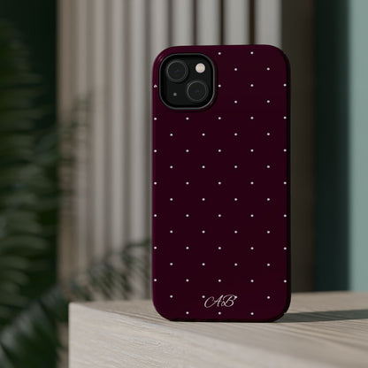 Magnetic Impact-Resistant Phone Case — Burgundy Microdot Protective Cover