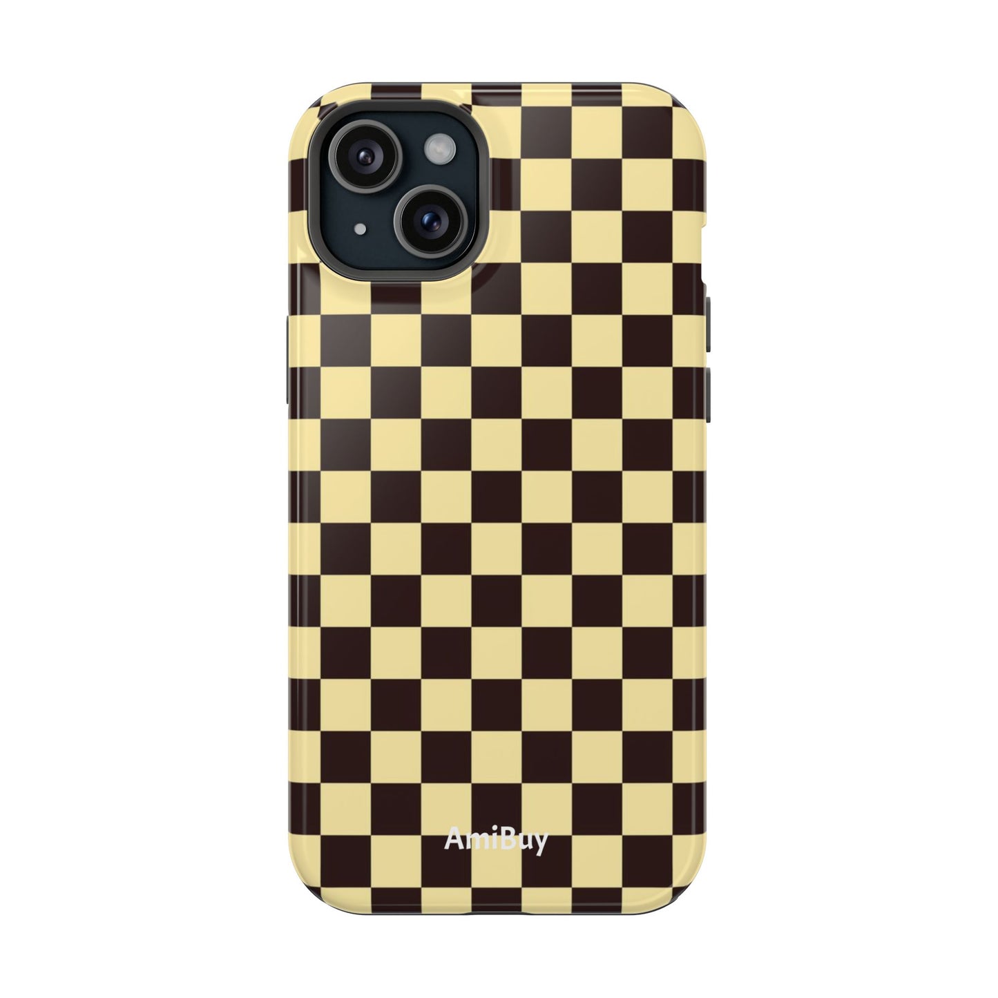 Checkerboard Magnetic Impact Case — Retro Black & Cream Phone Cover