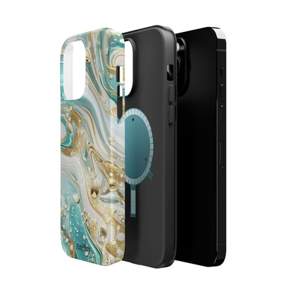 Marbled Teal & Gold Magnetic Impact-Resistant Phone Case