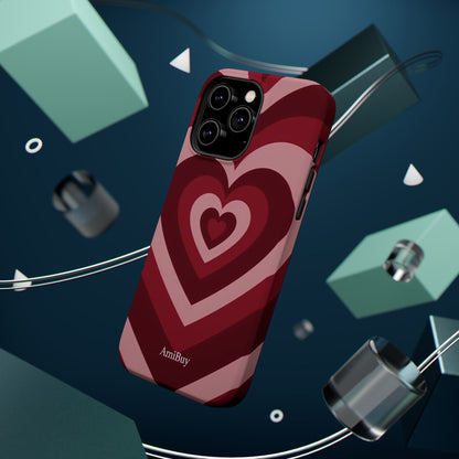 Magnetic Impact-Resistant Phone Case — Retro Layered Heart Design
