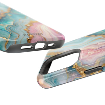 Marbled Aqua & Rose Gold Magnetic Impact Phone Case