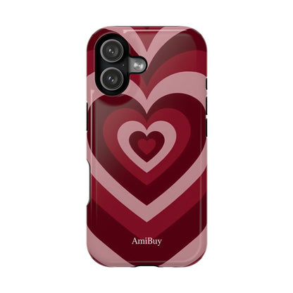 Magnetic Impact-Resistant Phone Case — Retro Layered Heart Design