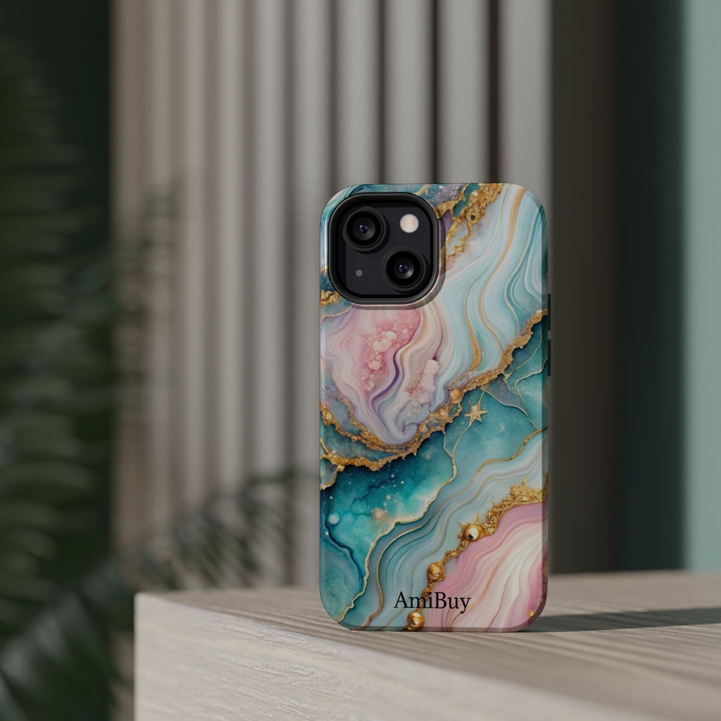 Marbled Aqua & Rose Gold Magnetic Impact Phone Case