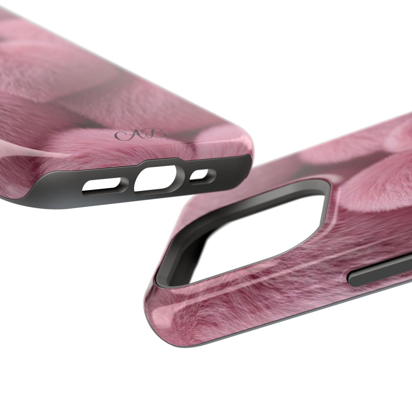 Pink Fuzzy Heart Phone Case — Magnetic Impact-Resistant