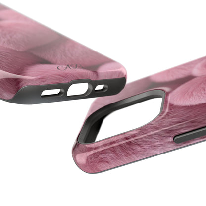 Pink Fuzzy Heart Phone Case — Magnetic Impact-Resistant