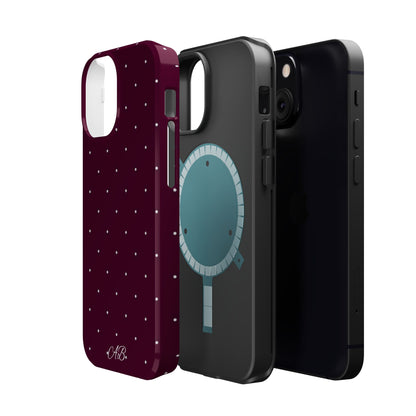 Magnetic Impact-Resistant Phone Case — Burgundy Microdot Protective Cover