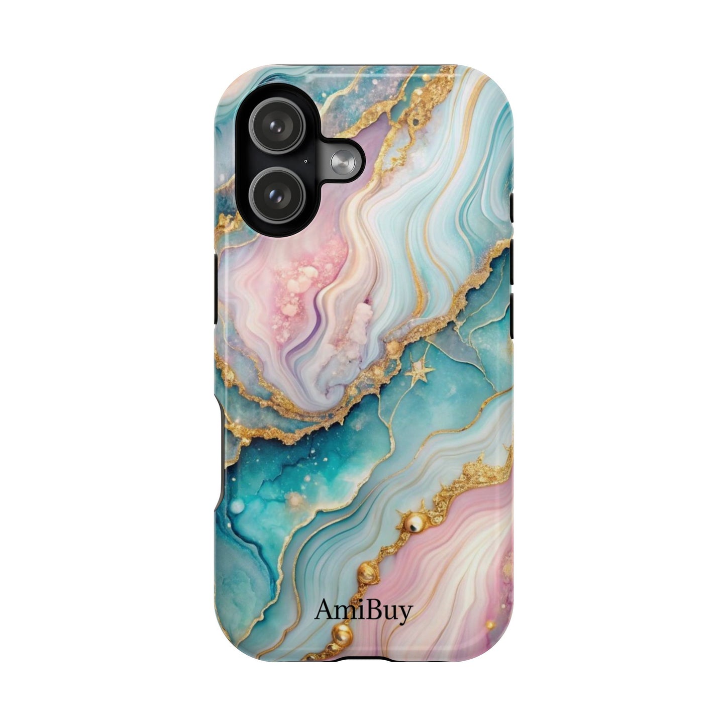 Marbled Aqua & Rose Gold Magnetic Impact Phone Case