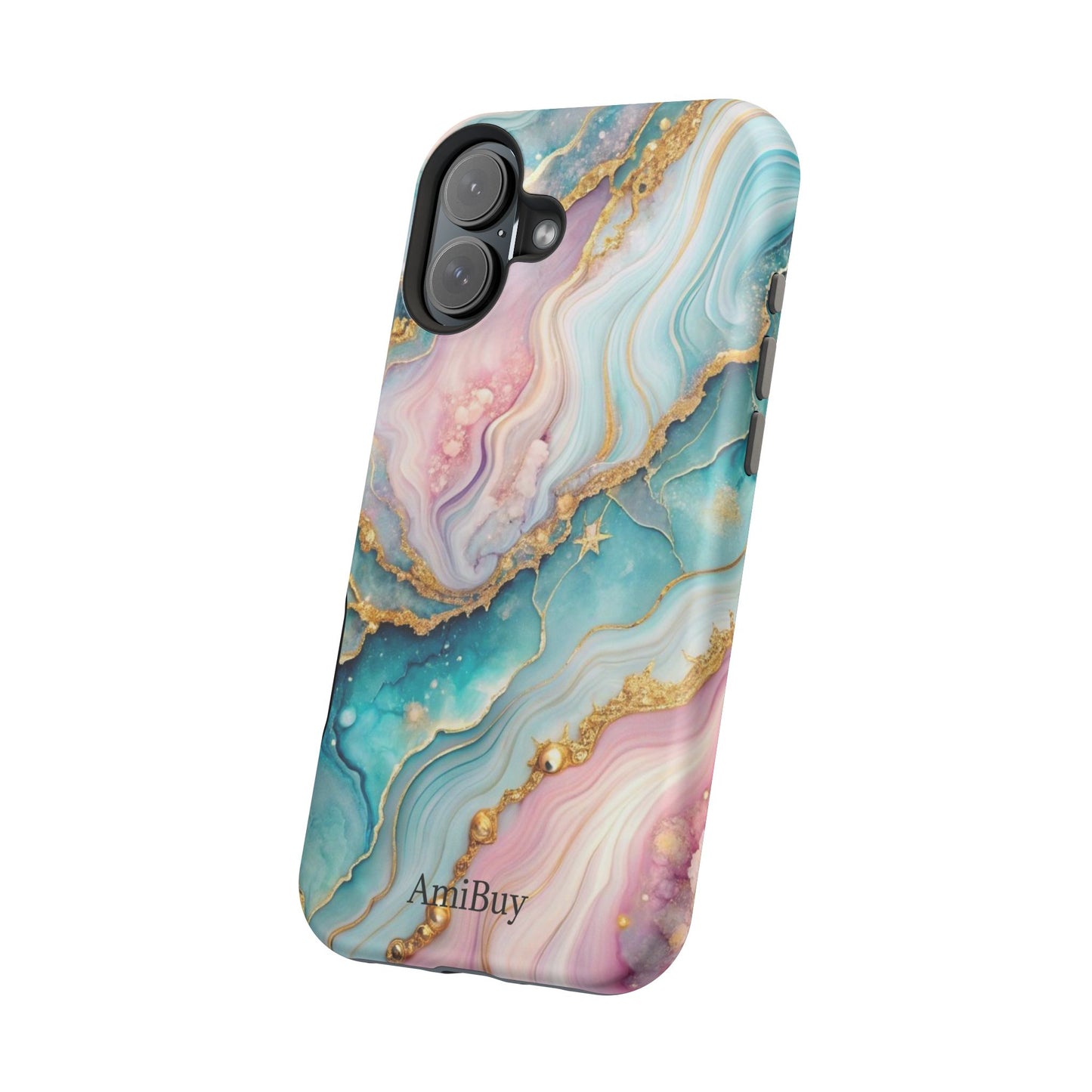 Marbled Aqua & Rose Gold Magnetic Impact Phone Case