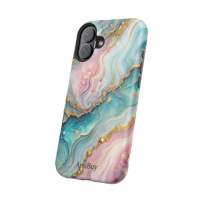 Marbled Aqua & Rose Gold Magnetic Impact Phone Case