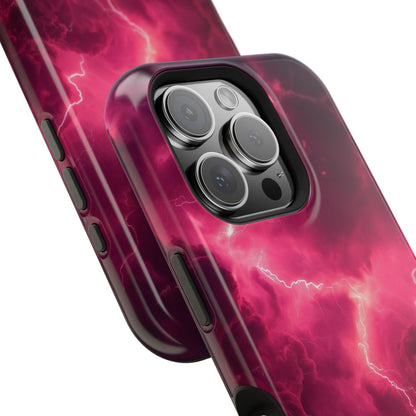 Magenta Lightning Phone Case — Magnetic Impact-Resistant iPhone Cover