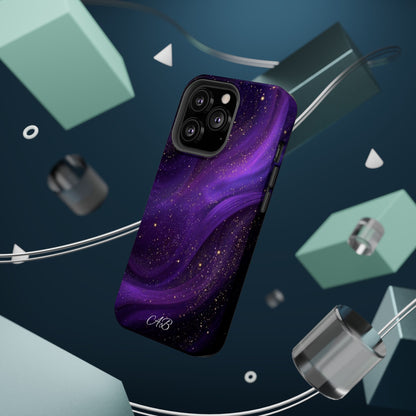 Purple Galaxy Magnetic Impact Phone Case — Shockproof Cosmic Swirl Design