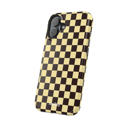 Checkerboard Magnetic Impact Case — Retro Black & Cream Phone Cover