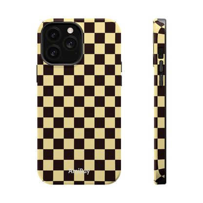 Checkerboard Magnetic Impact Case — Retro Black & Cream Phone Cover