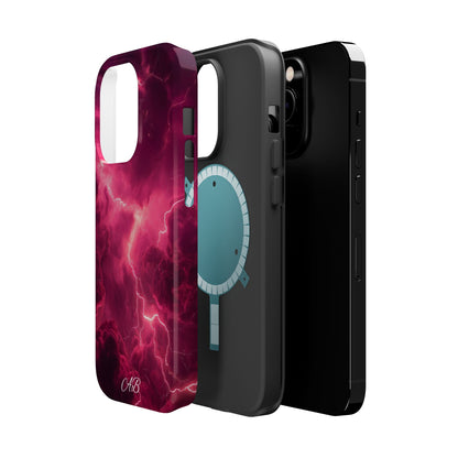 Magenta Lightning Phone Case — Magnetic Impact-Resistant iPhone Cover