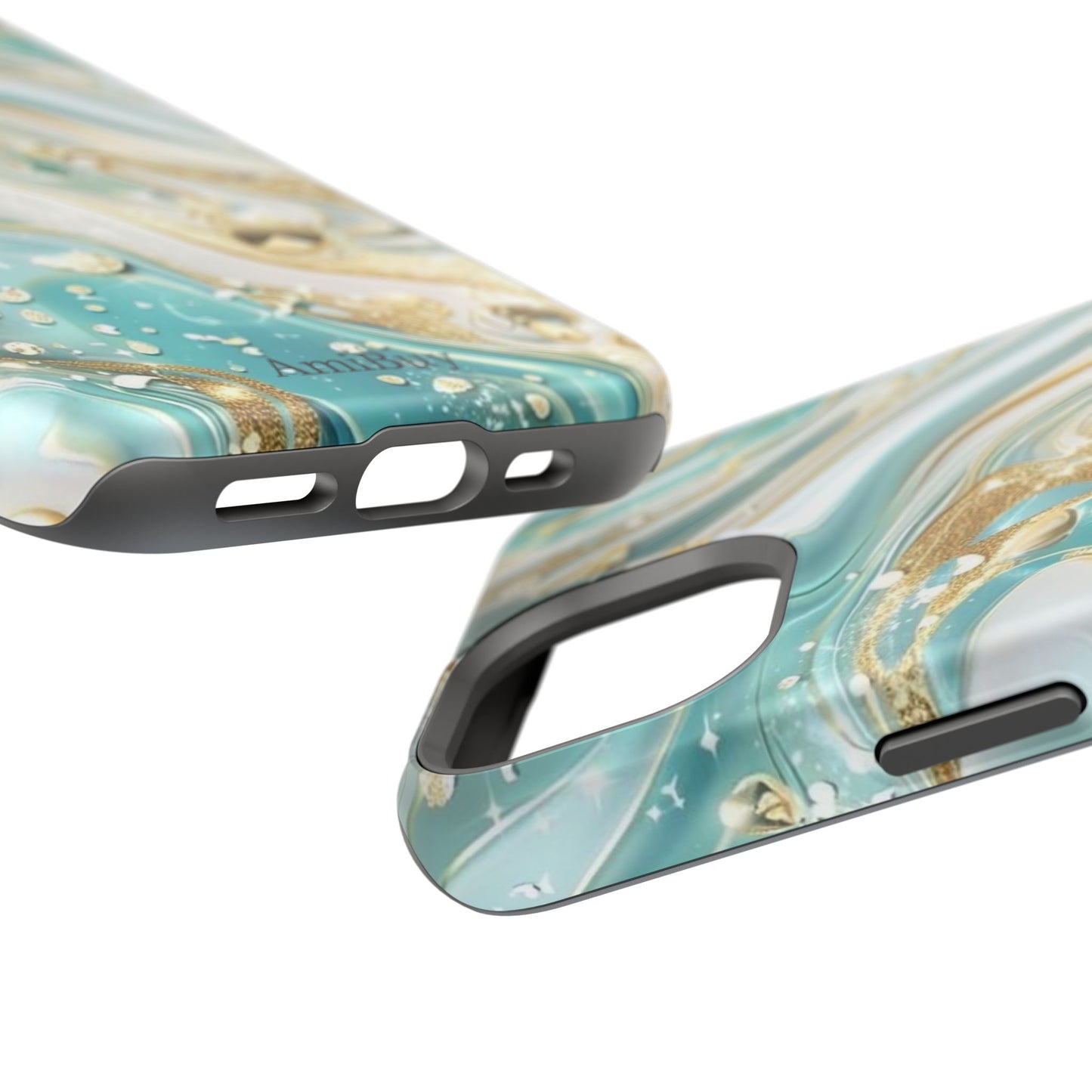 Marbled Teal & Gold Magnetic Impact-Resistant Phone Case