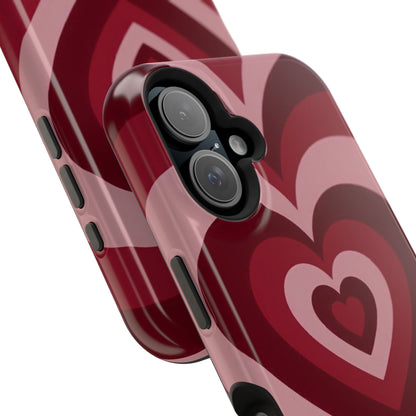 Magnetic Impact-Resistant Phone Case — Retro Layered Heart Design
