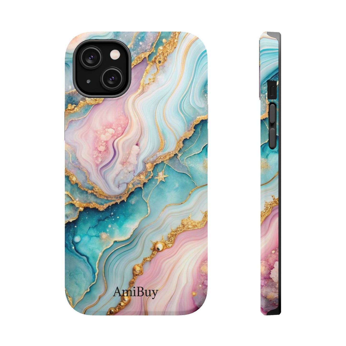 Marbled Aqua & Rose Gold Magnetic Impact Phone Case