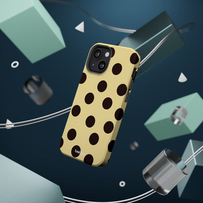 Polka Dot Magnetic Impact Phone Case — Yellow & Black Protective Cover