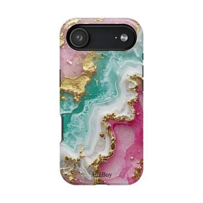 Marbled Pink & Teal Geode Magnetic Impact Phone Case