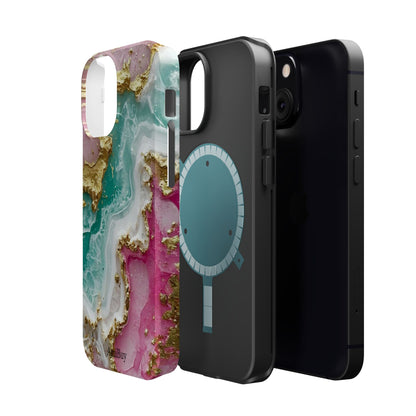 Marbled Pink & Teal Geode Magnetic Impact Phone Case