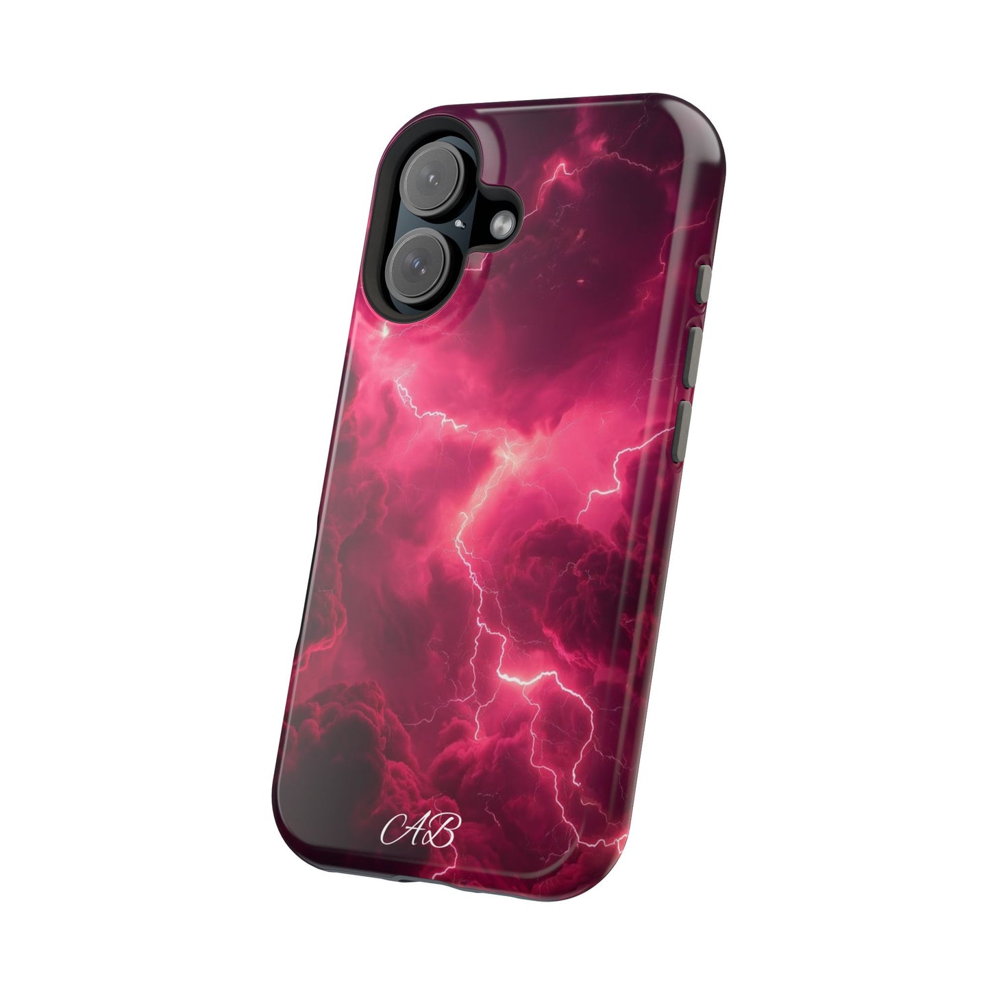 Magenta Lightning Phone Case — Magnetic Impact-Resistant iPhone Cover