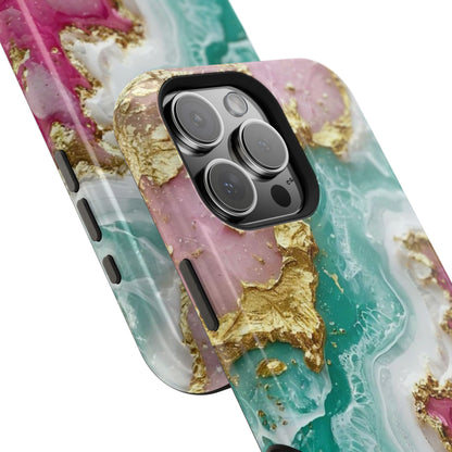Marbled Pink & Teal Geode Magnetic Impact Phone Case