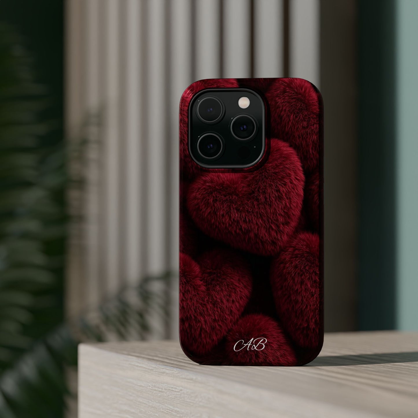 Magnetic Impact-Resistant Case — Plush Red Hearts Phone Cover