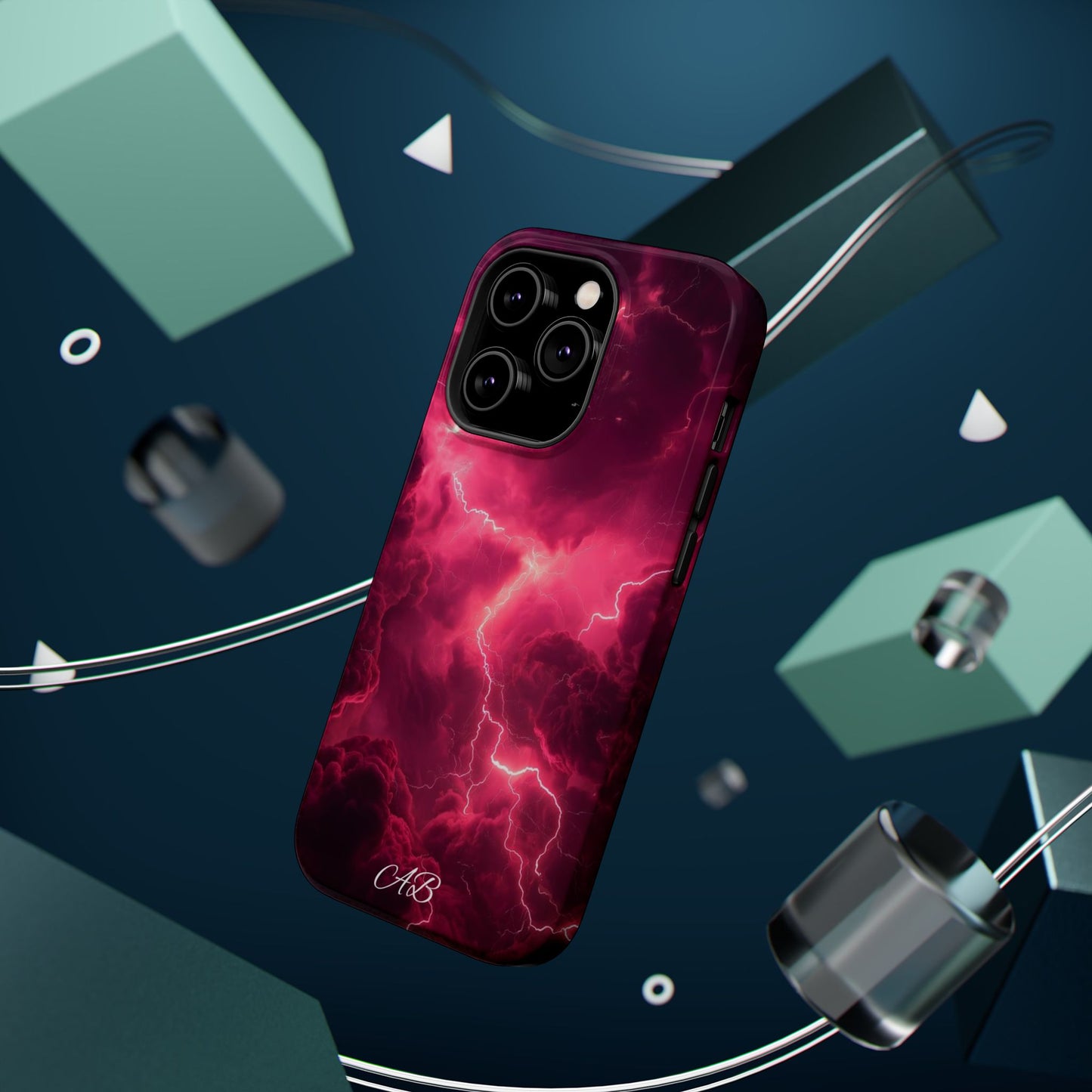 Magenta Lightning Phone Case — Magnetic Impact-Resistant iPhone Cover