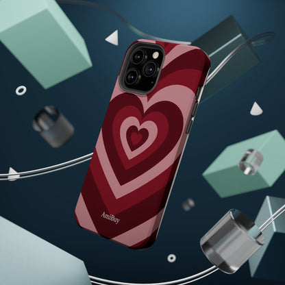 Magnetic Impact-Resistant Phone Case — Retro Layered Heart Design