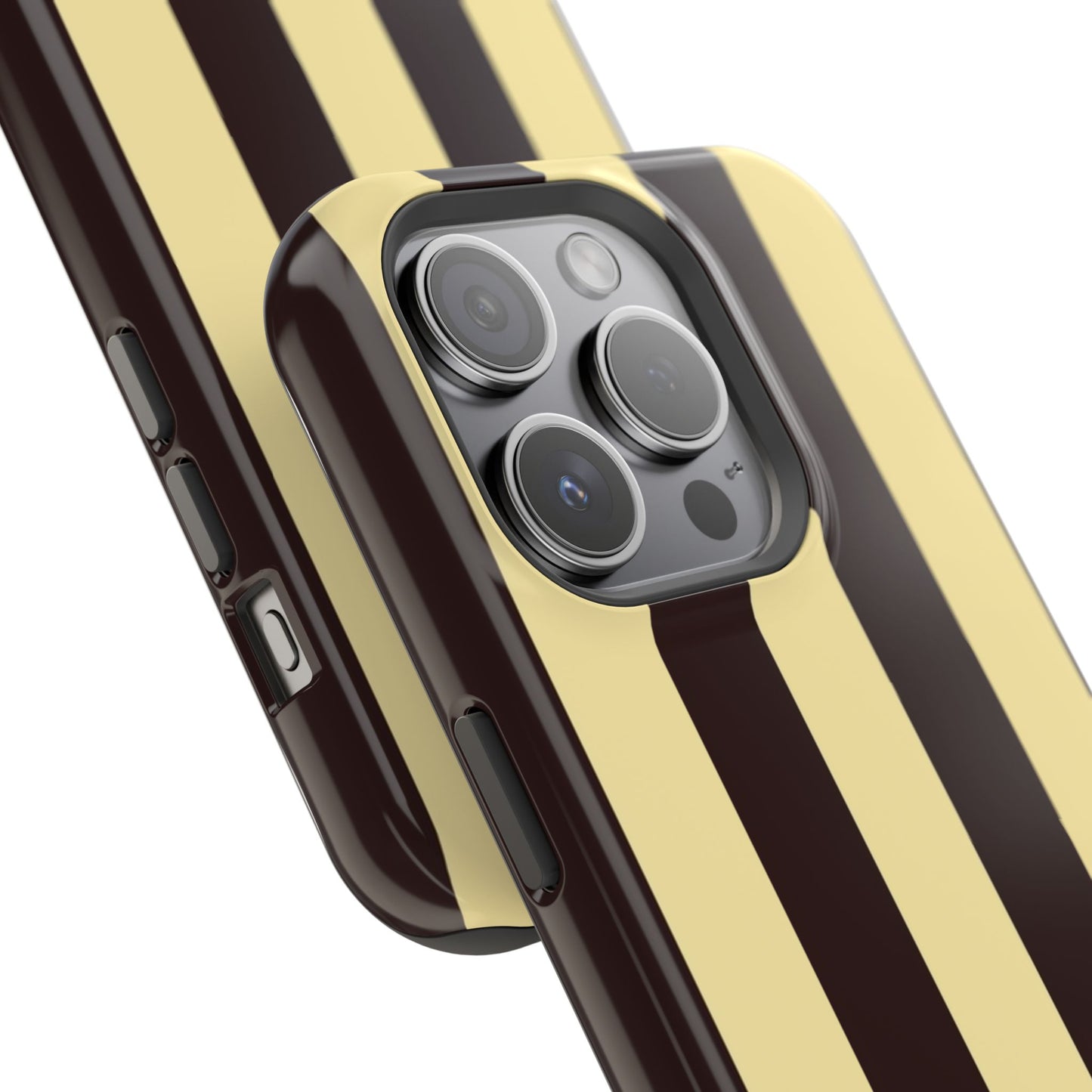 Striped Magnetic Impact-Resistant Phone Case — Brown & Cream Vertical Stripes
