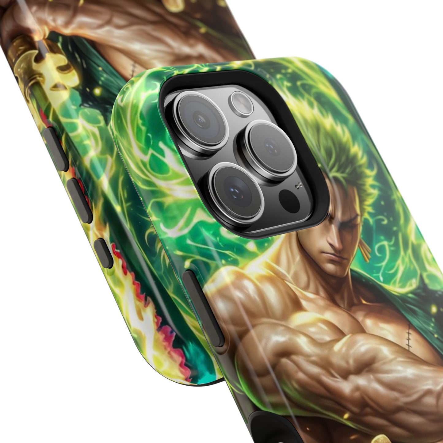 Magnetic Impact-Resistant Phone Case — Green-Sword Warrior Anime Art