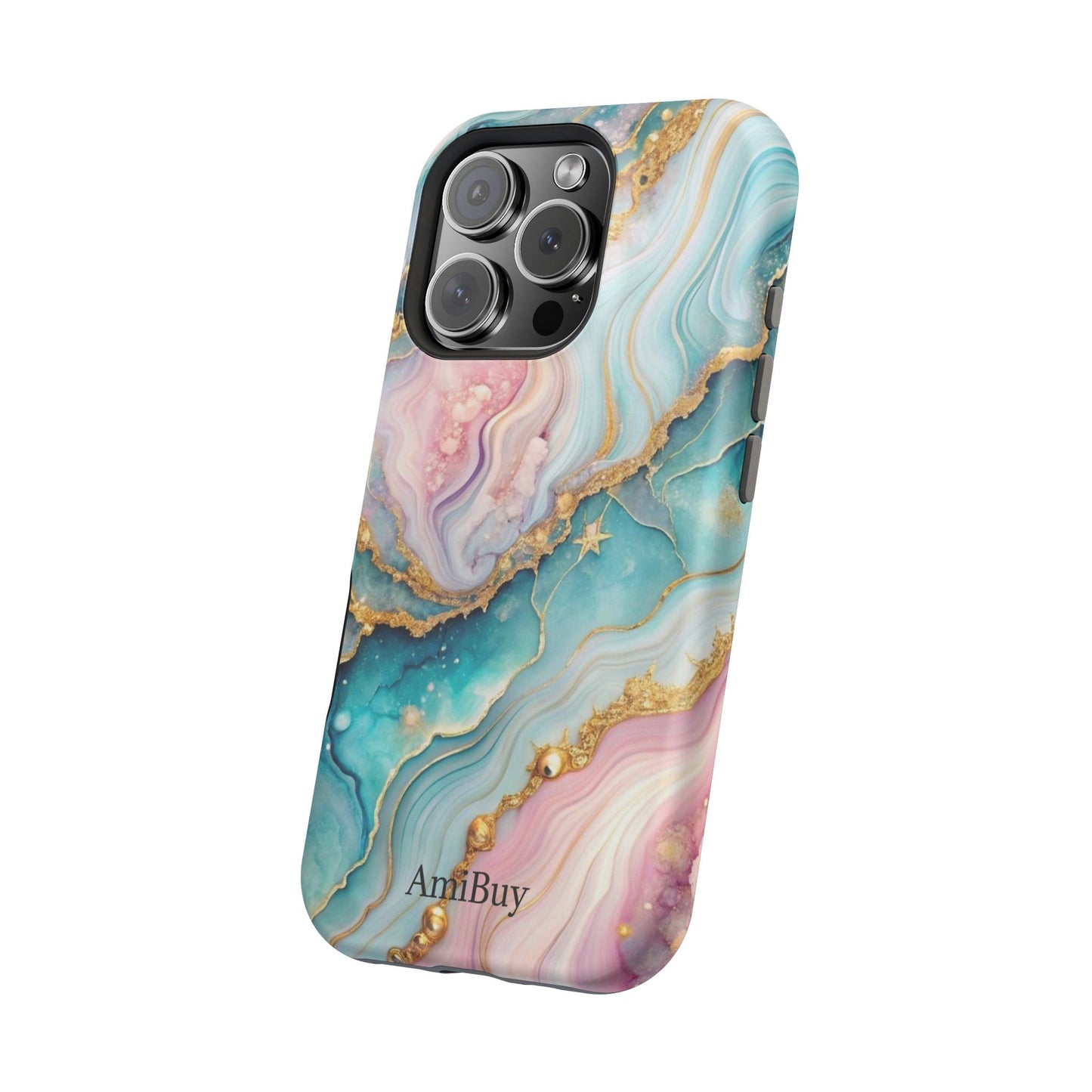 Marbled Aqua & Rose Gold Magnetic Impact Phone Case