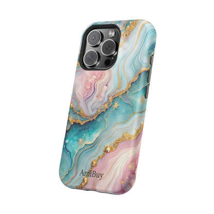 Marbled Aqua & Rose Gold Magnetic Impact Phone Case