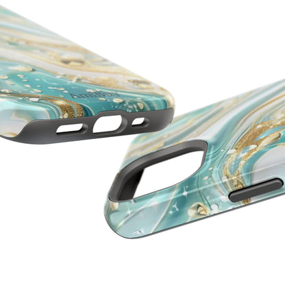Marbled Teal & Gold Magnetic Impact-Resistant Phone Case