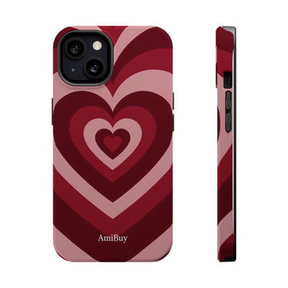 Magnetic Impact-Resistant Phone Case — Retro Layered Heart Design
