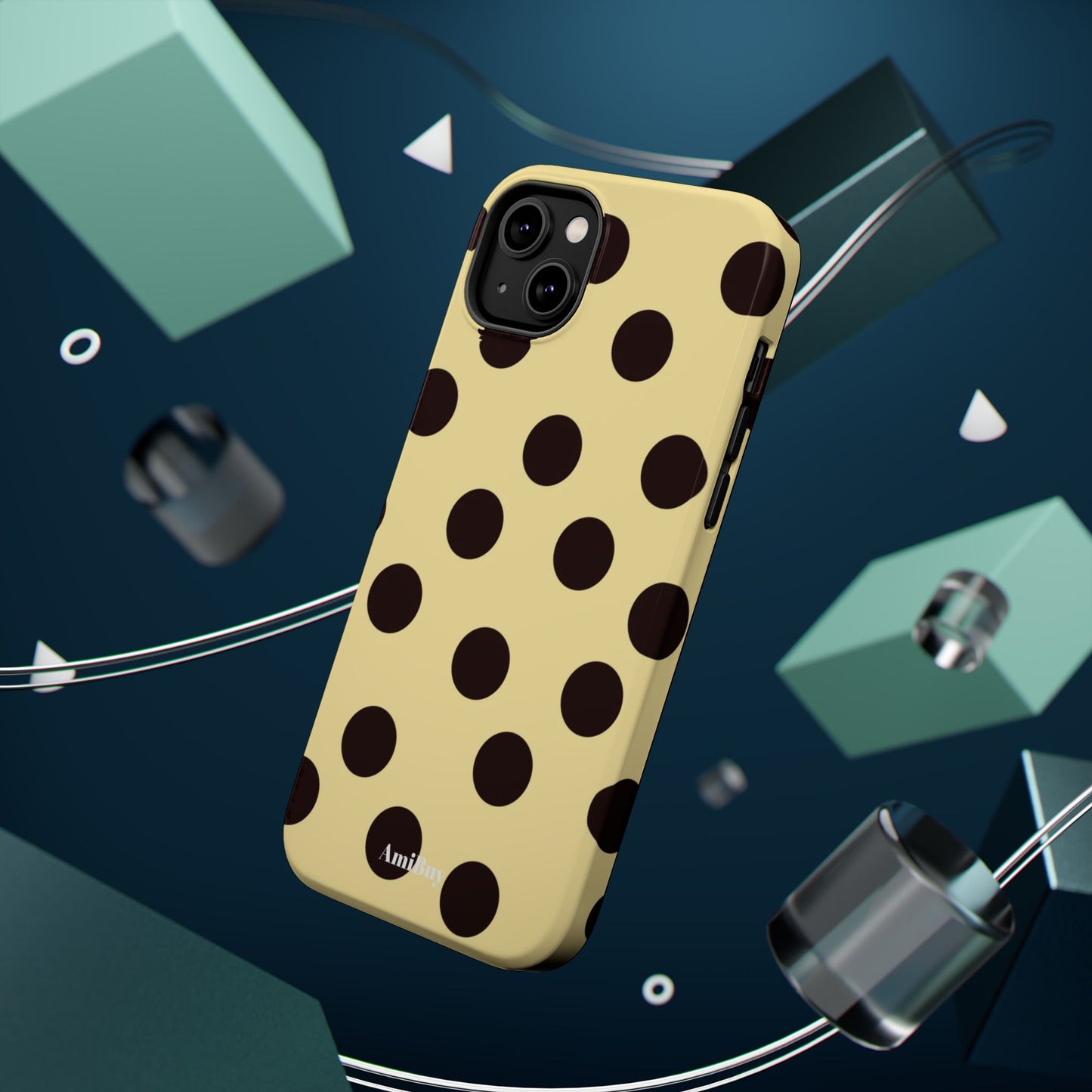 Polka Dot Magnetic Impact Phone Case — Yellow & Black Protective Cover