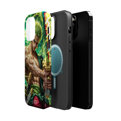 Magnetic Impact-Resistant Phone Case — Green-Sword Warrior Anime Art