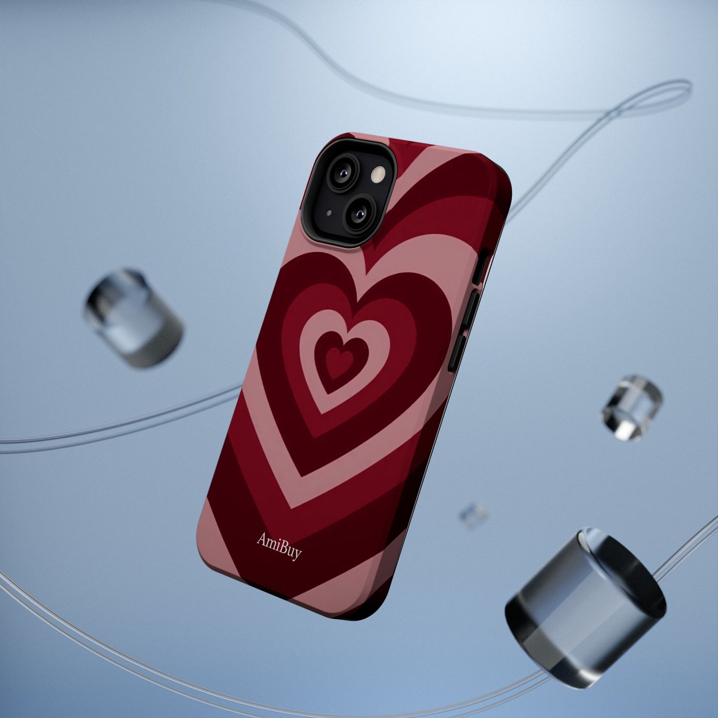Magnetic Impact-Resistant Phone Case — Retro Layered Heart Design
