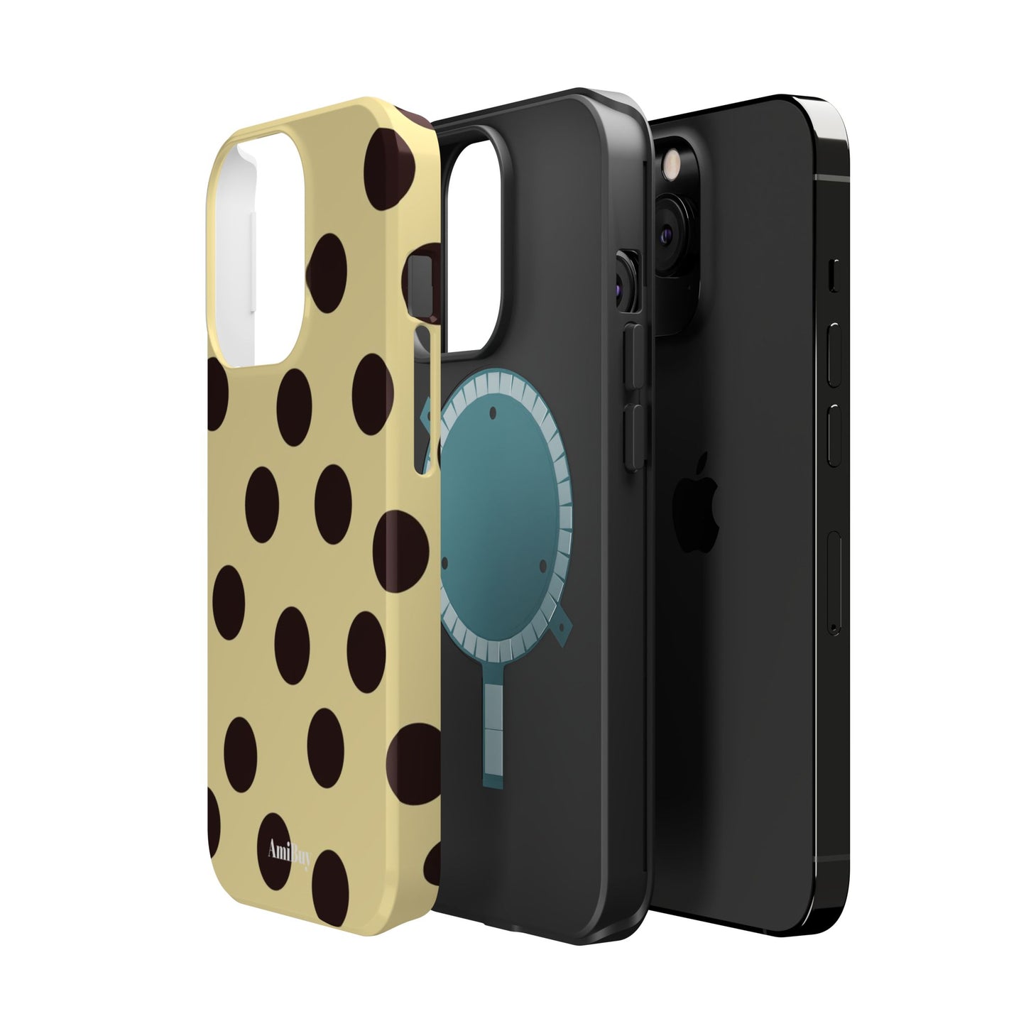 Polka Dot Magnetic Impact Phone Case — Yellow & Black Protective Cover