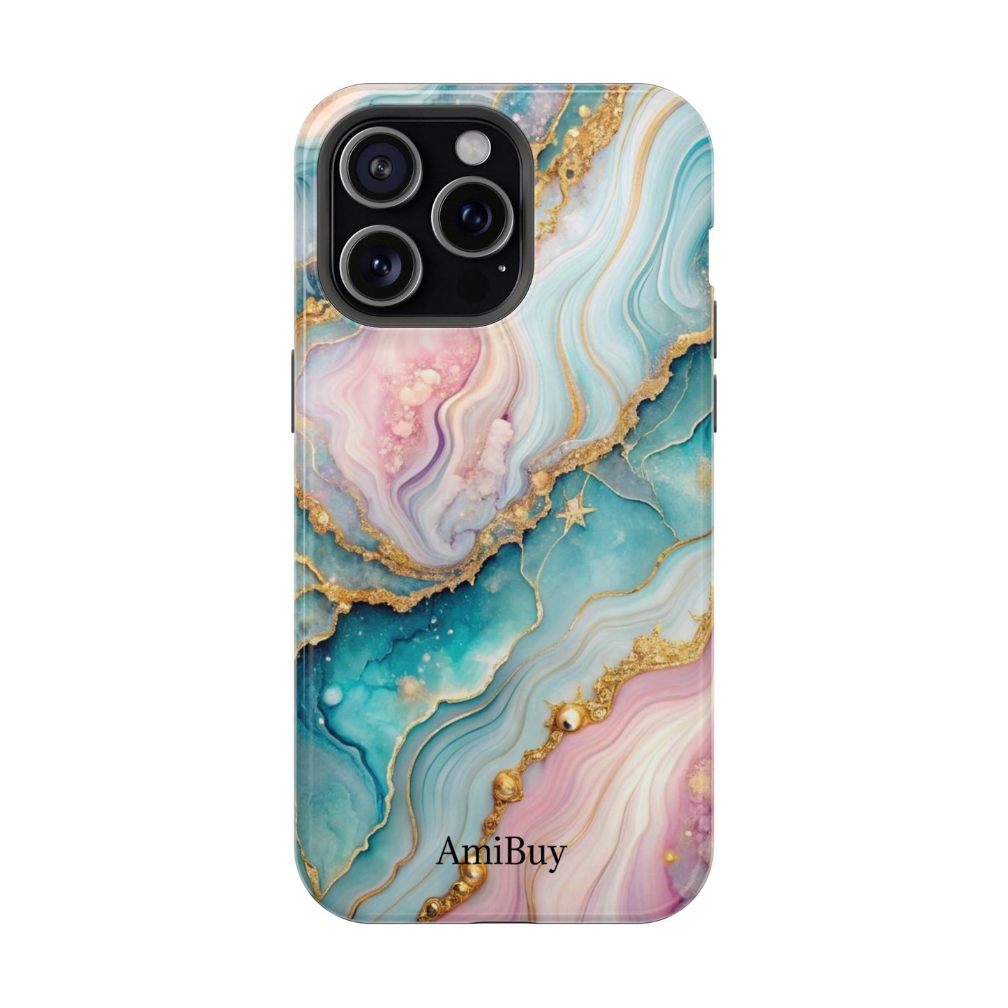Marbled Aqua & Rose Gold Magnetic Impact Phone Case