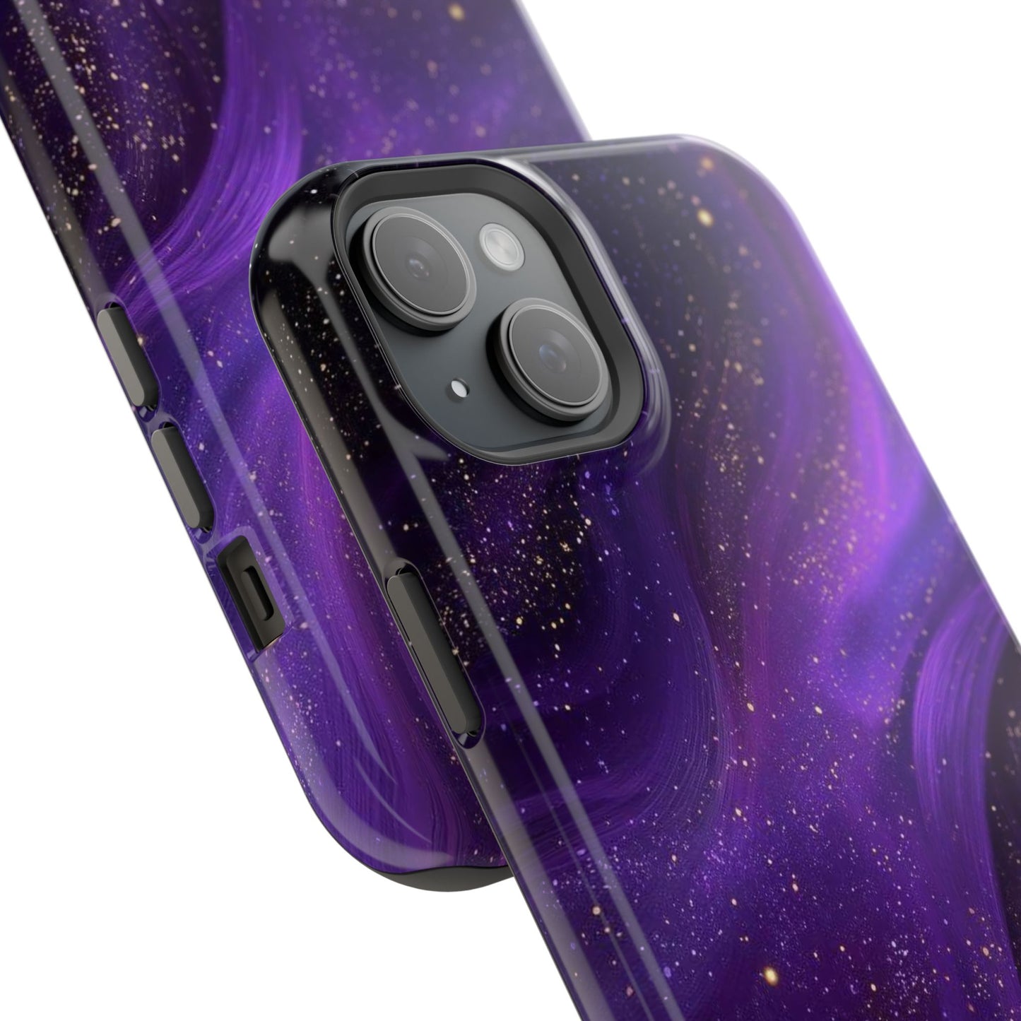 Purple Galaxy Magnetic Impact Phone Case — Shockproof Cosmic Swirl Design