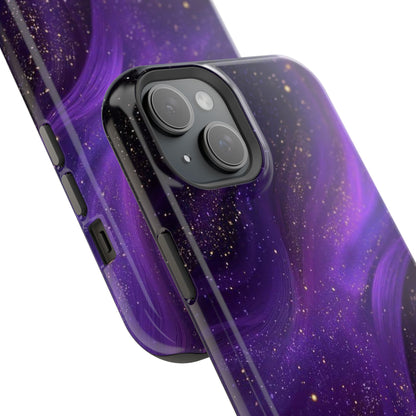 Purple Galaxy Magnetic Impact Phone Case — Shockproof Cosmic Swirl Design