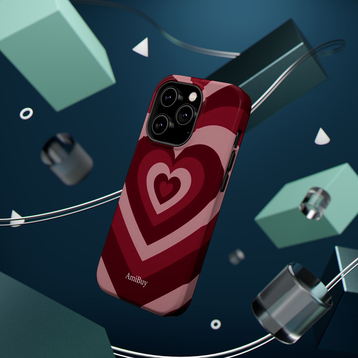 Magnetic Impact-Resistant Phone Case — Retro Layered Heart Design