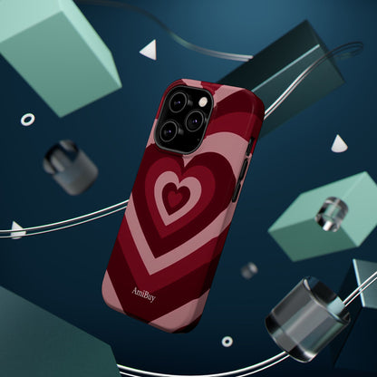 Magnetic Impact-Resistant Phone Case — Retro Layered Heart Design