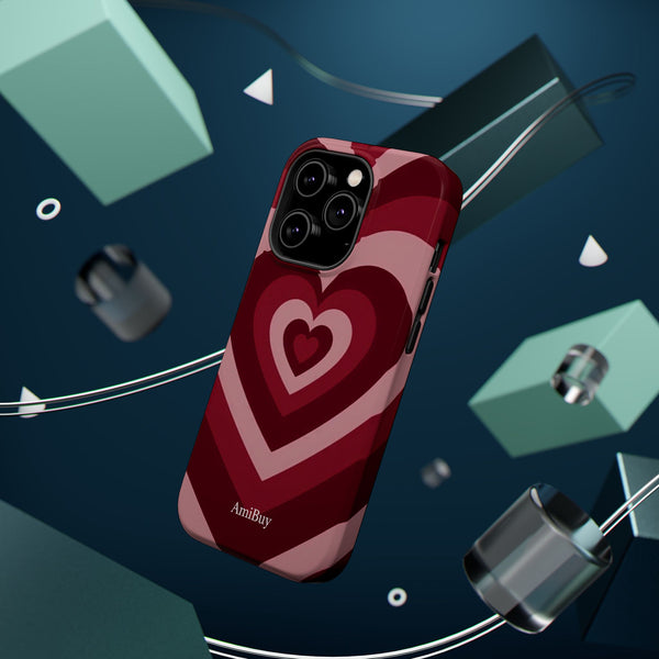 Magnetic Impact-Resistant Phone Case — Retro Layered Heart Design