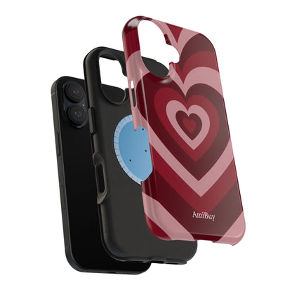 Magnetic Impact-Resistant Phone Case — Retro Layered Heart Design