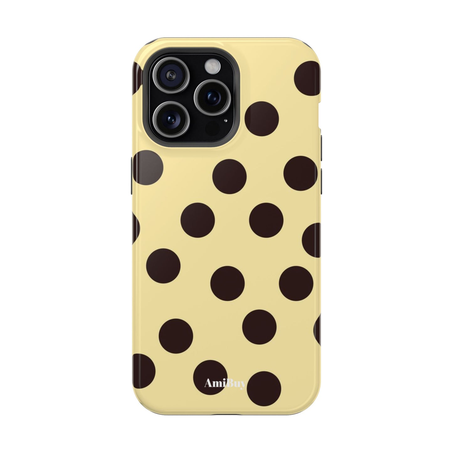 Polka Dot Magnetic Impact Phone Case — Yellow & Black Protective Cover