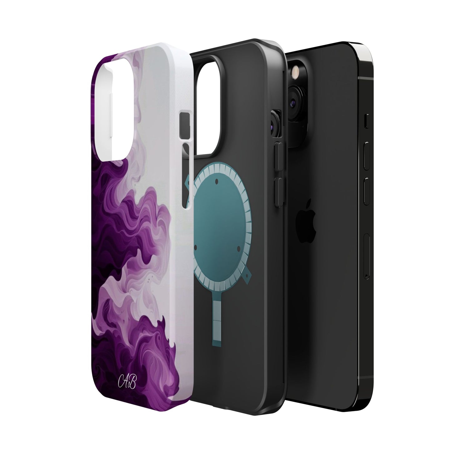 Purple Marble Smoke Phone Case — Magnetic Impact-Resistant