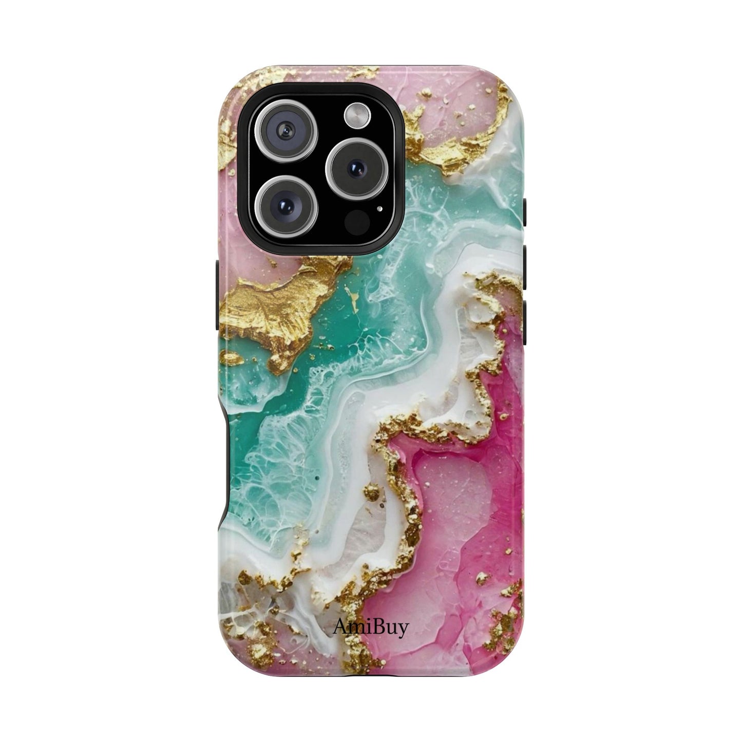 Marbled Pink & Teal Geode Magnetic Impact Phone Case